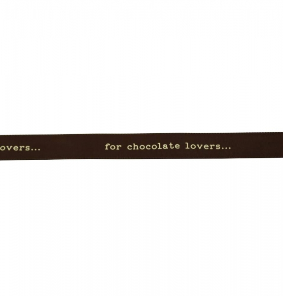 Geschenkband "for chocolate lovers" braun, weiss bedruckt 15mmx20m